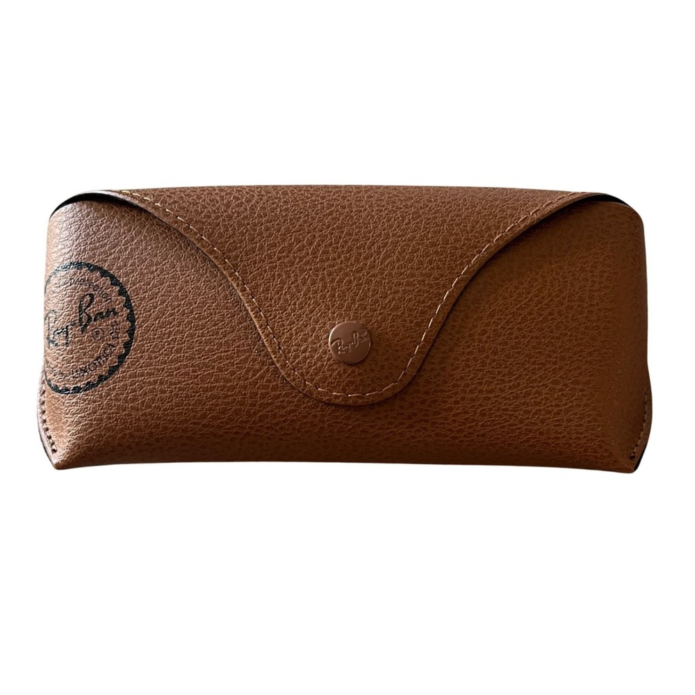 Ray-Ban Brown Pebbled Faux Leather Sunglass Case Snap Closure Eyewear Protector